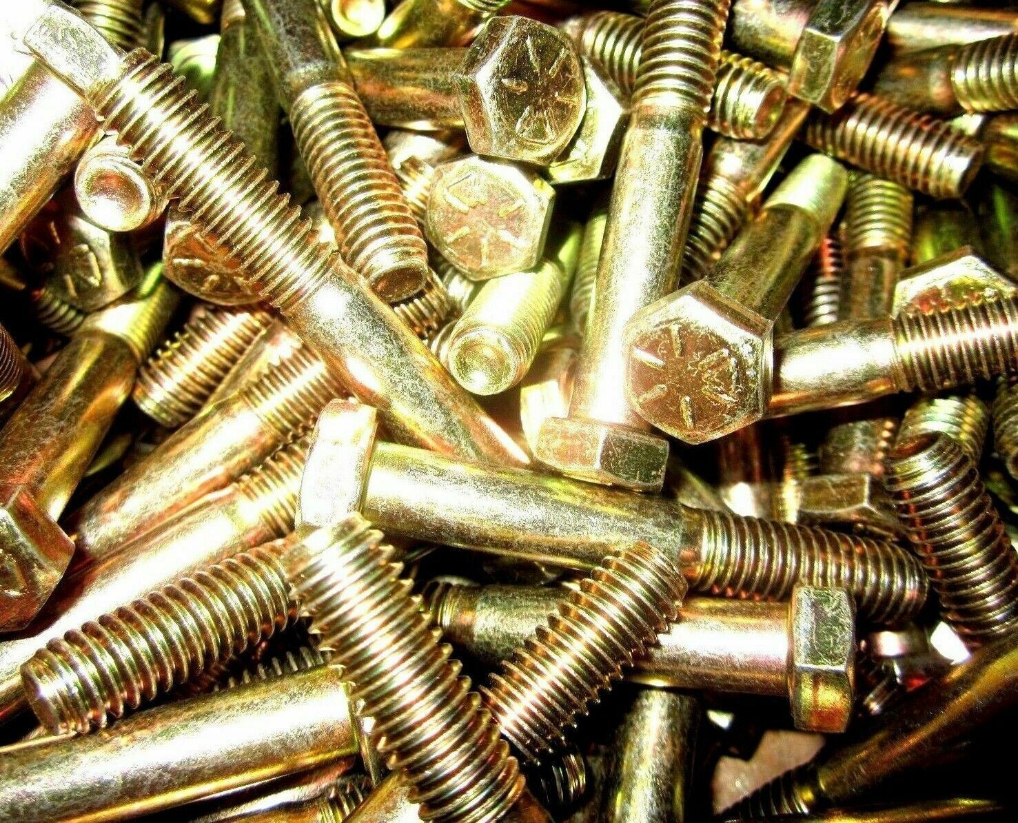 5/8-11 X 7 Grade 8 Yellow Zinc Hex Cap Screws With Nuts, Locks, & Flat Washers