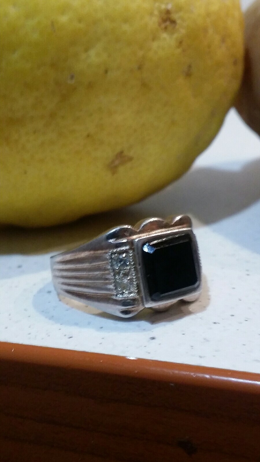 MENS 925 SILVER ONYX SOLITAIRE RING