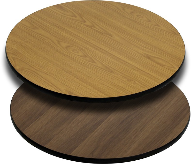 36'' Round Restaurant Table Top with Natural or Walnut Reversible Laminate Top