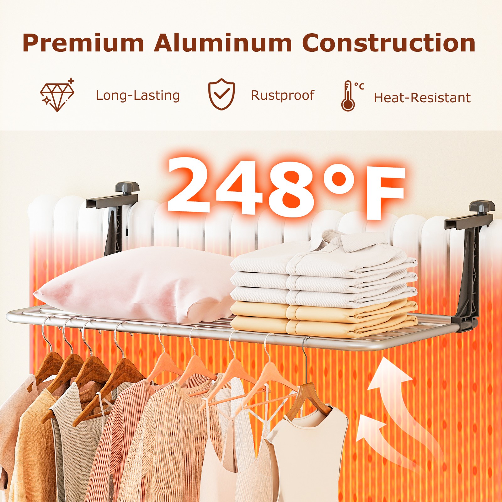 Portable Clothes Drying Rack w/Adjustable & Foldable Brackets Radiator Airer