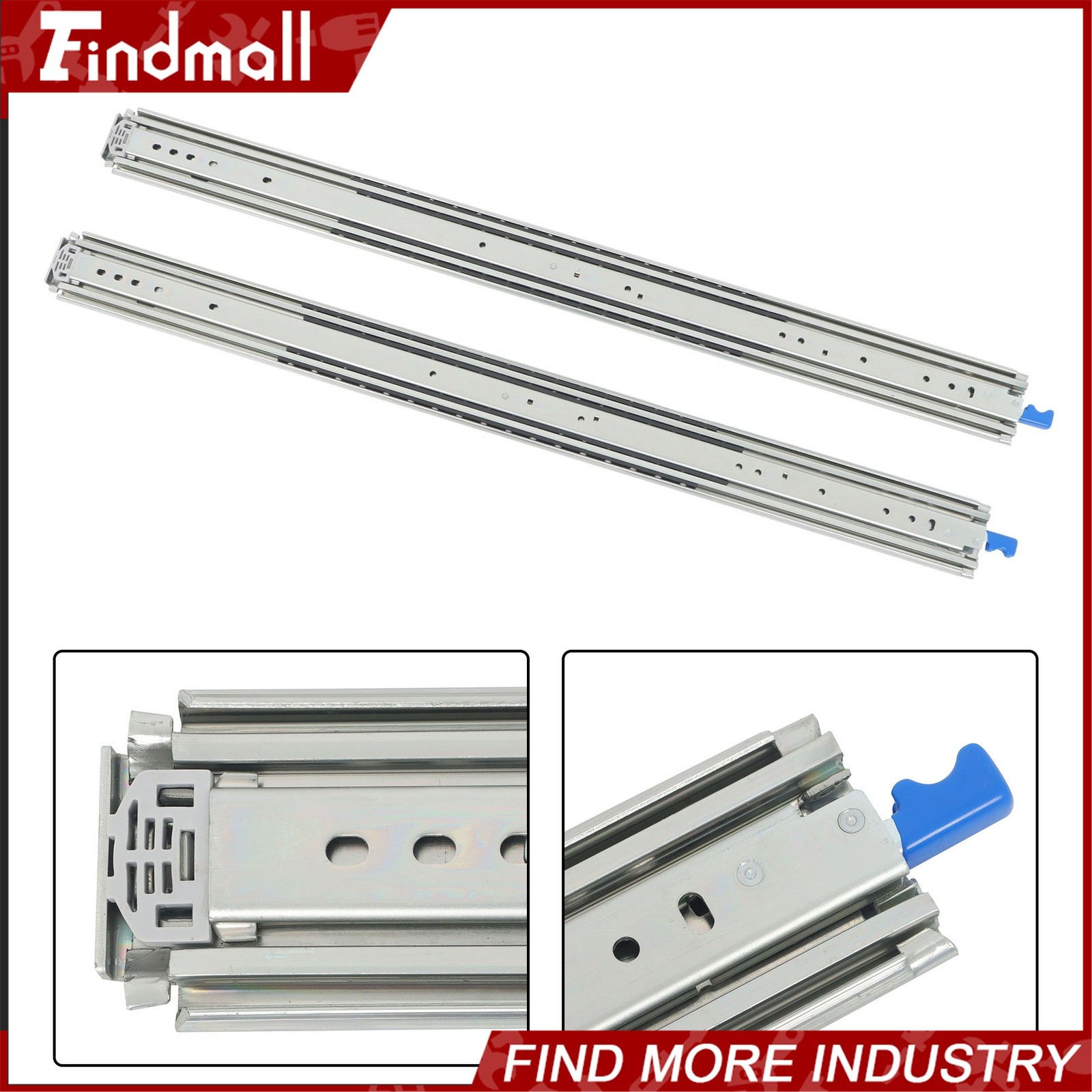 Findmall Heavy Duty 38" Drawer Slides w/Lock 500lb - Full Extension Ball Bearing