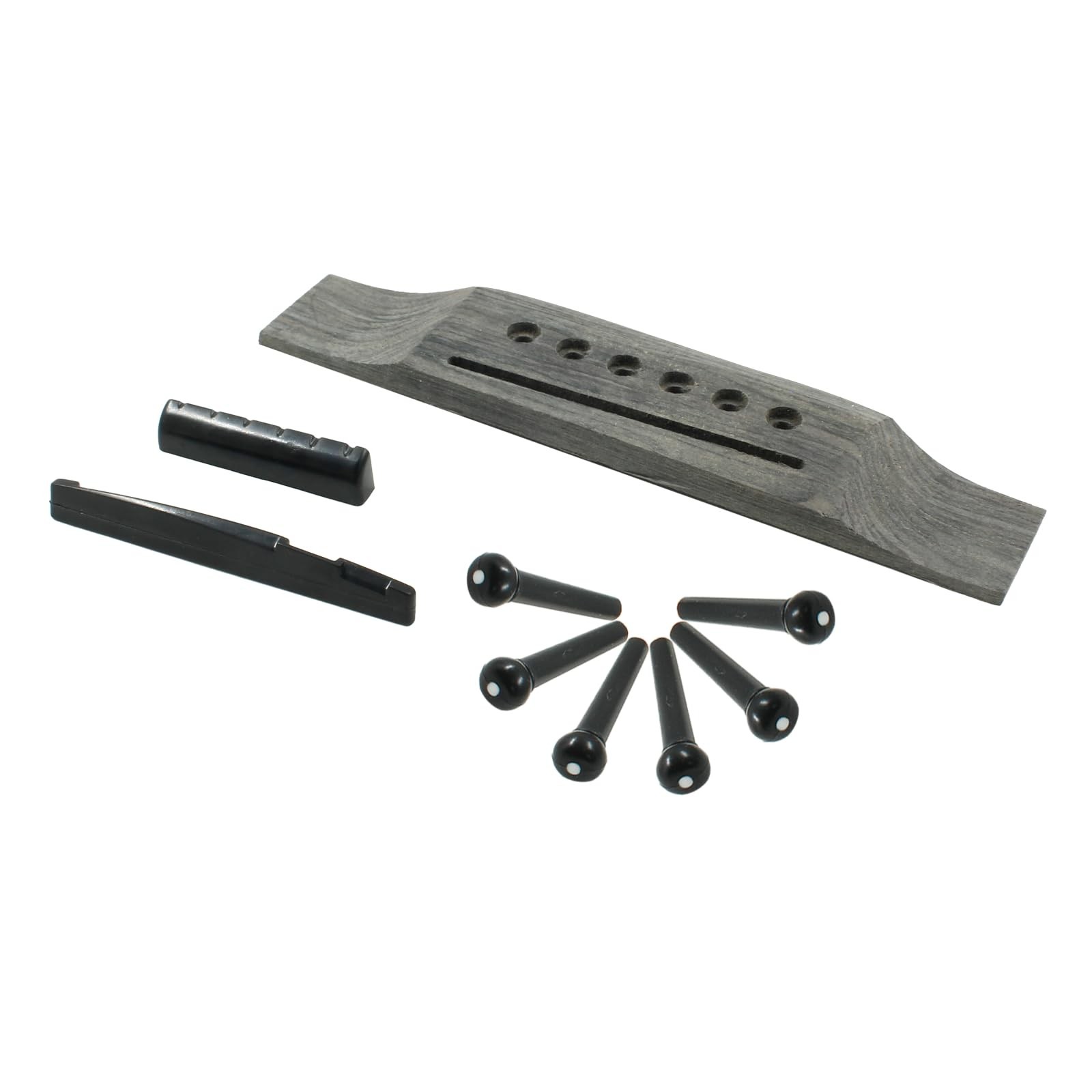 6 String Acoustic Guitar Rosewood Bridge Set with Bridge, Bridge Pins, End Pi...