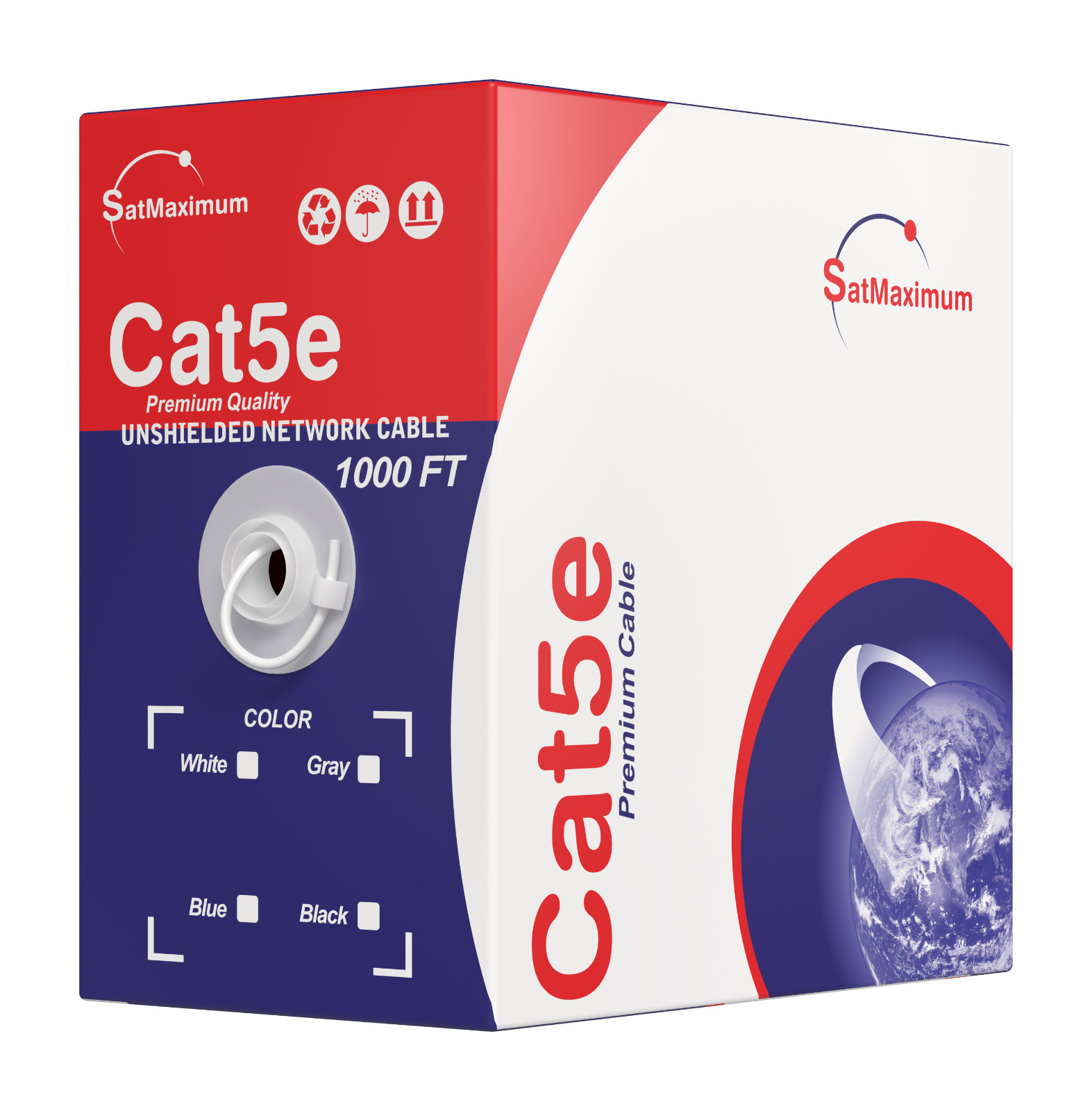 1000ft CAT5e UTP Solid Ethernet Network LAN Cable 24AWG Pull Box Bulk Wire White