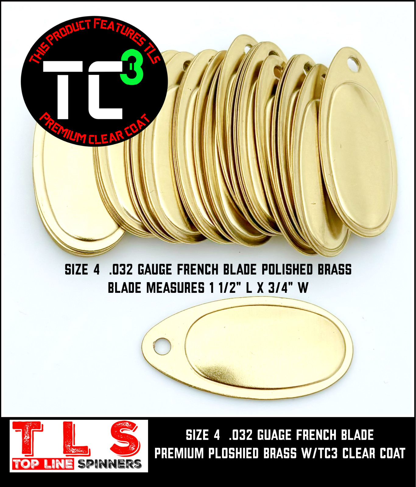 Pkg of 25 each Size 4 Premium Brass French Blades .032 gauge w/TC3 Coating