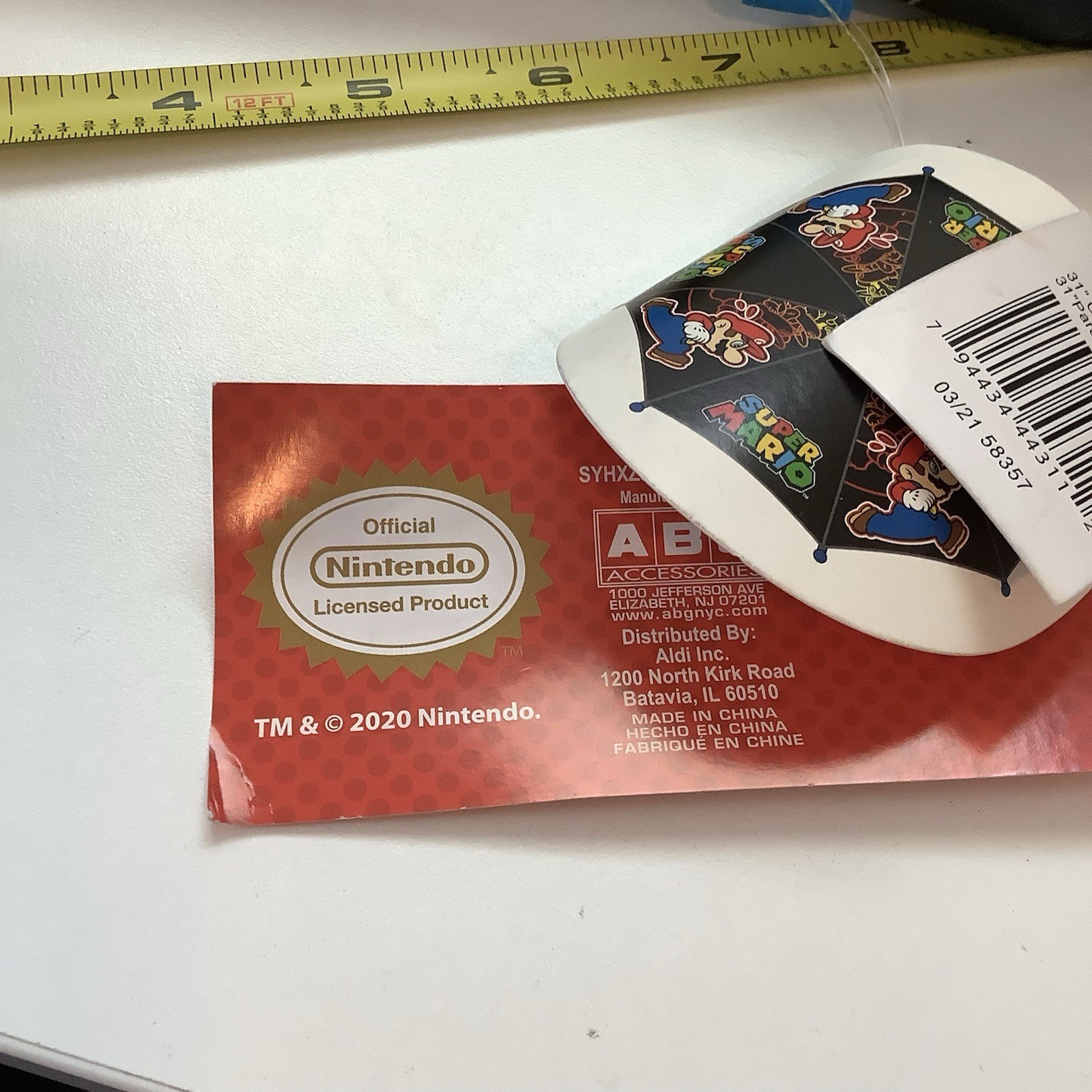 Nintendo Super Mario Folding Umbrella New With Tags