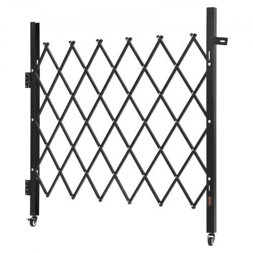 Single Folding Security Gate, Lockable Scissor Gate with 360?° Swivel Caster