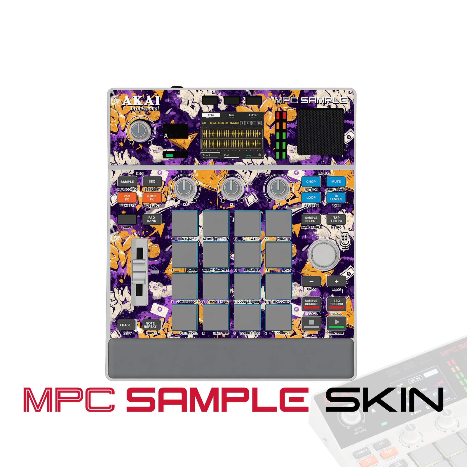 Akai MPC Sample Skin / Royal Gold Graffiti