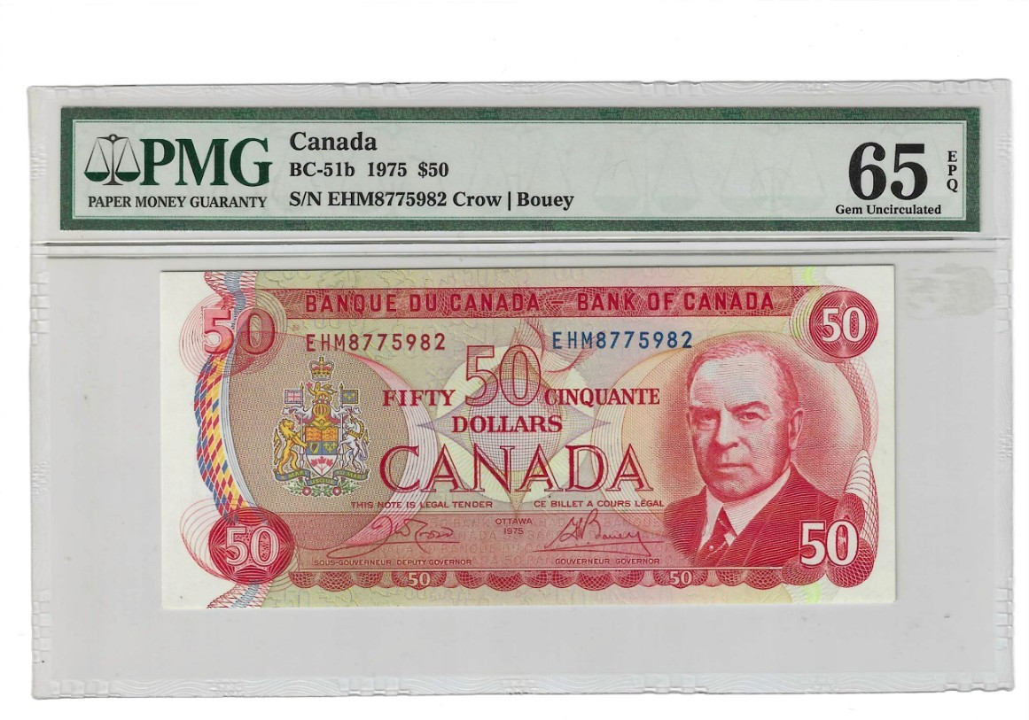 Canada 50 Dollars 1975 BC-51b Uncirculated Grade PMG 65 EPQ