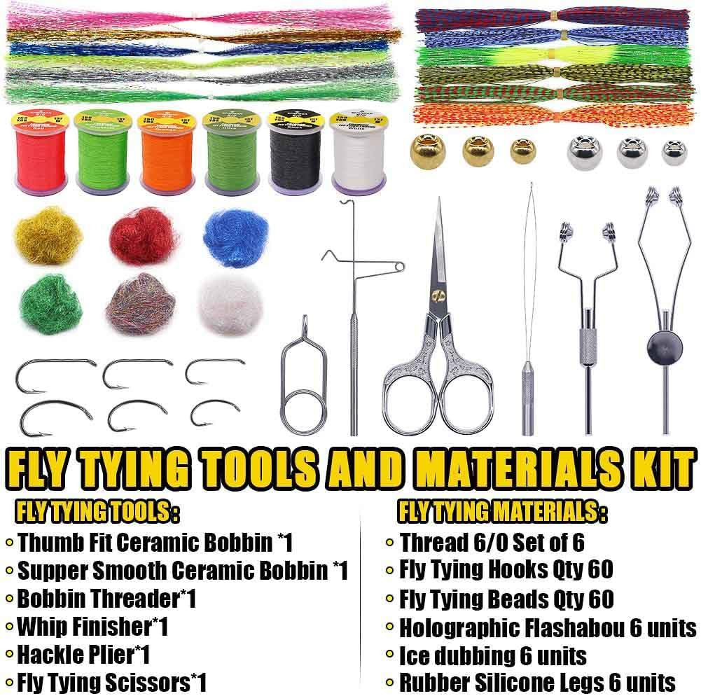 Fly Tying Starter Kit with Tools and Materials for Lure Building