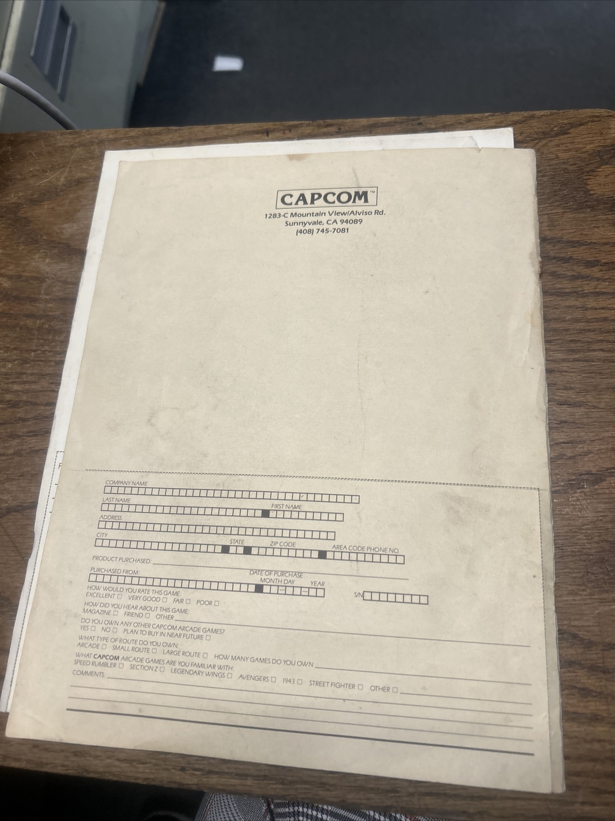 Capcom LAST DUEL Arcade Video Game Manual - good used original