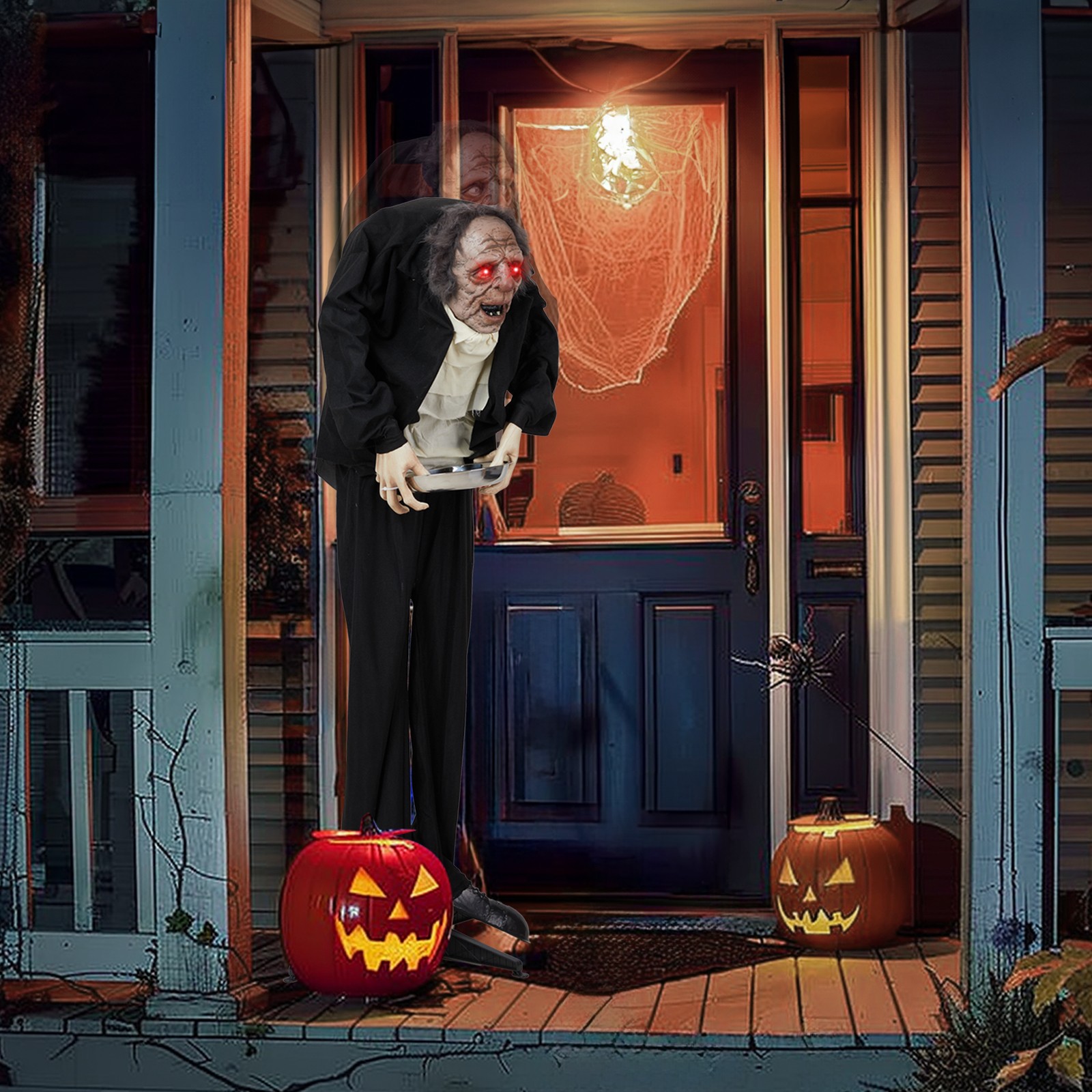Halloween 5 FT Grandpa with Candy Dish Probe Voice Control Standing Decor