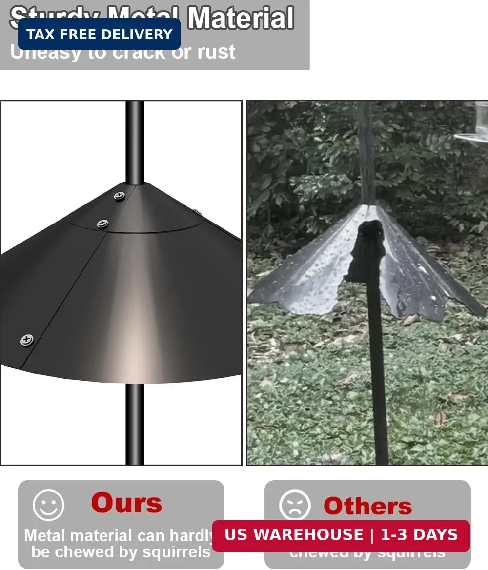 Metal Squirrel Baffle for Bird Feeder Pole, Outside Pole Mount Bird