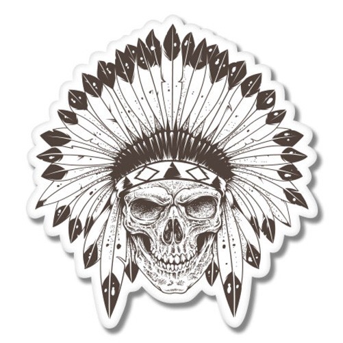 Indian Chief Skull Headdress Car Laptop Phone Vinyl Sticker  - SELECT SIZE