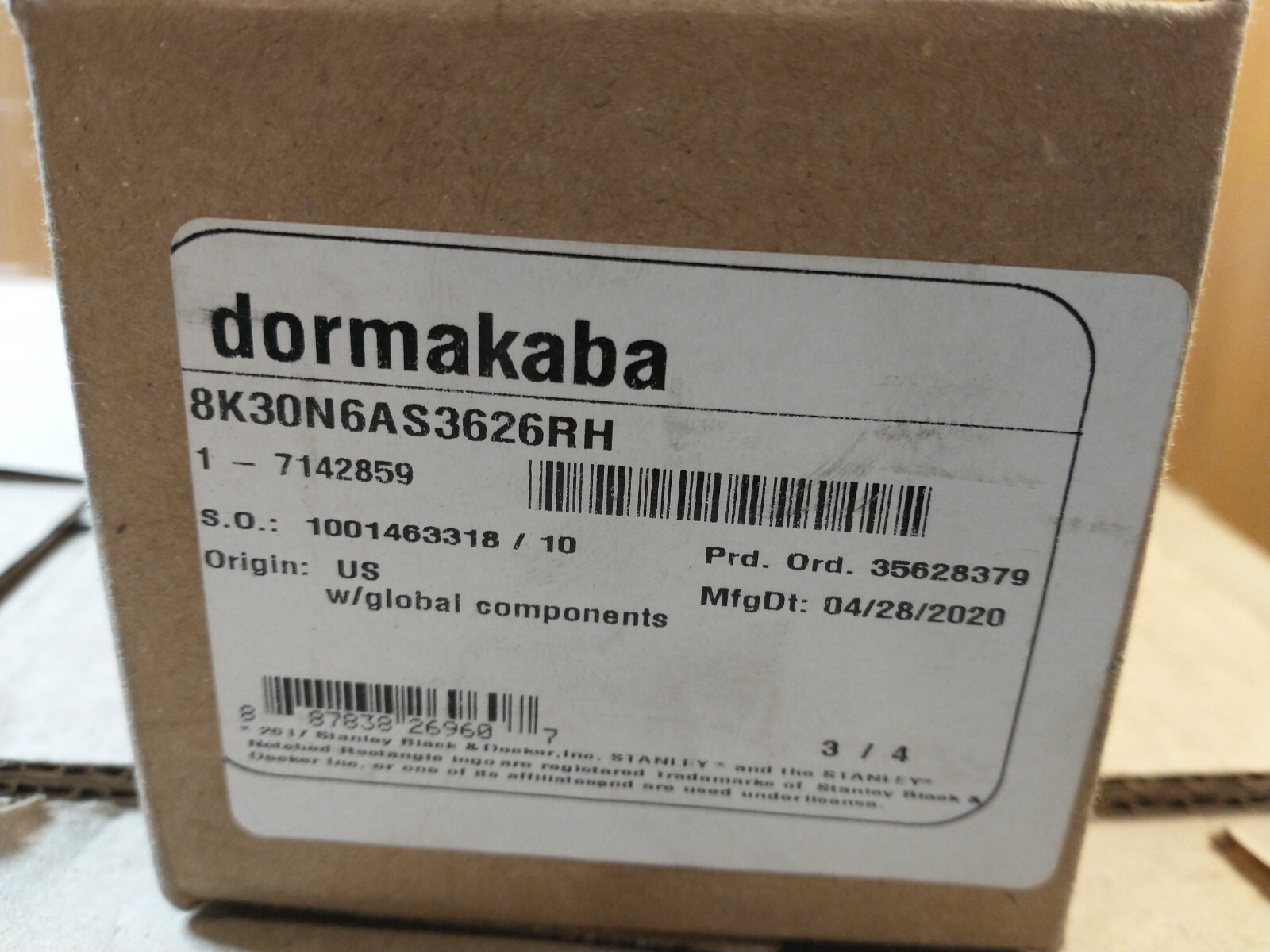 Dormakaba 8k30N6AS3626RH Door Knob
