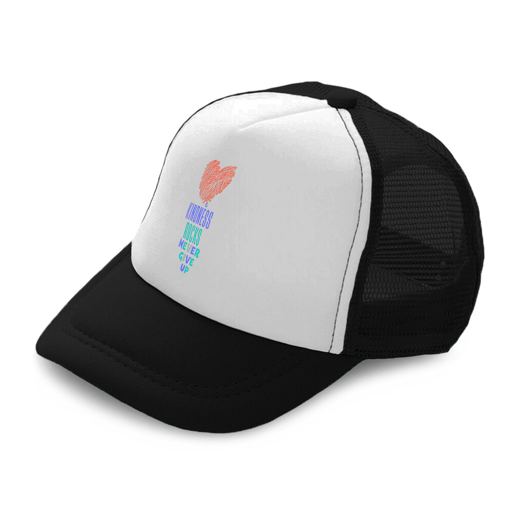 Kids Trucker Hat Kindness Rocks Never Give up Heart Boys Caps & Girls Caps