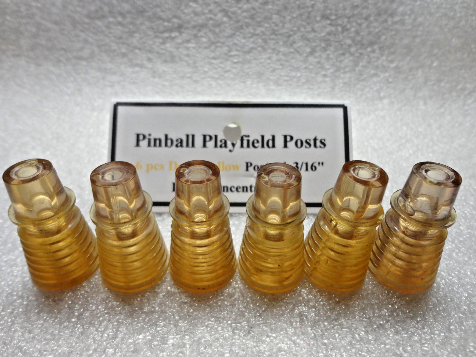 Pinball Playfield Plastic Posts, Yellow 1-3/16" Tall Concentric Fin Style, 6 pcs