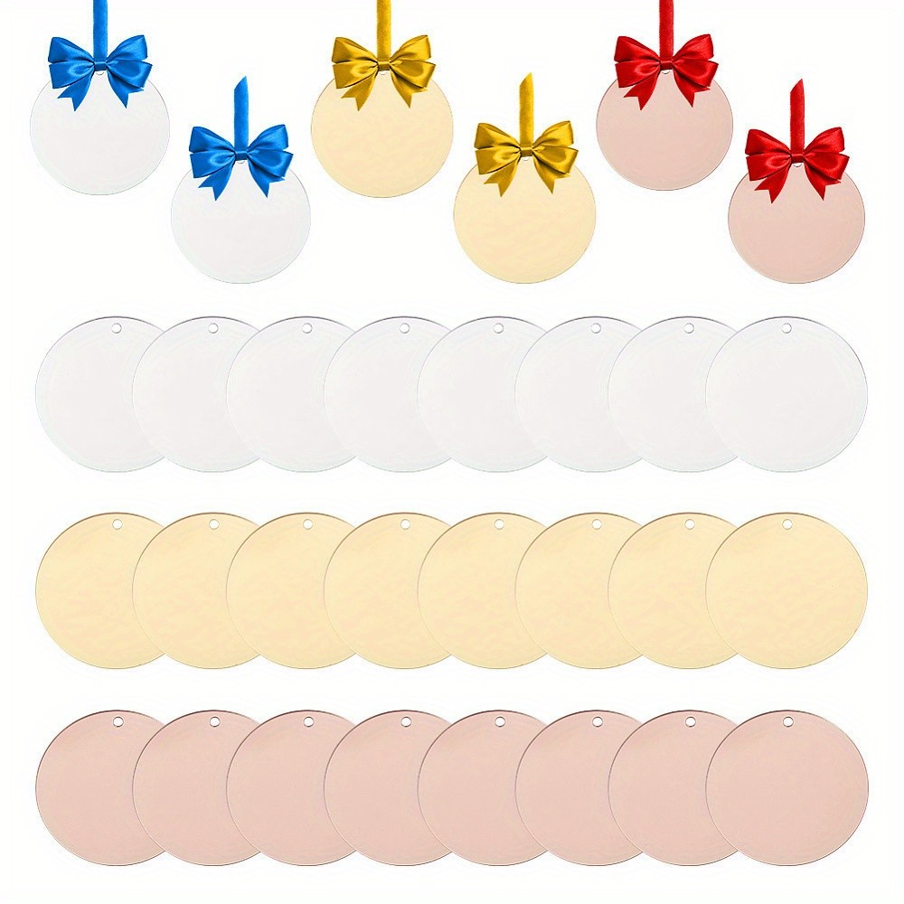 1box 30pcs 3 colors Acrylic Mirror Pendants Flat Round Mixed color 75x1.5mm