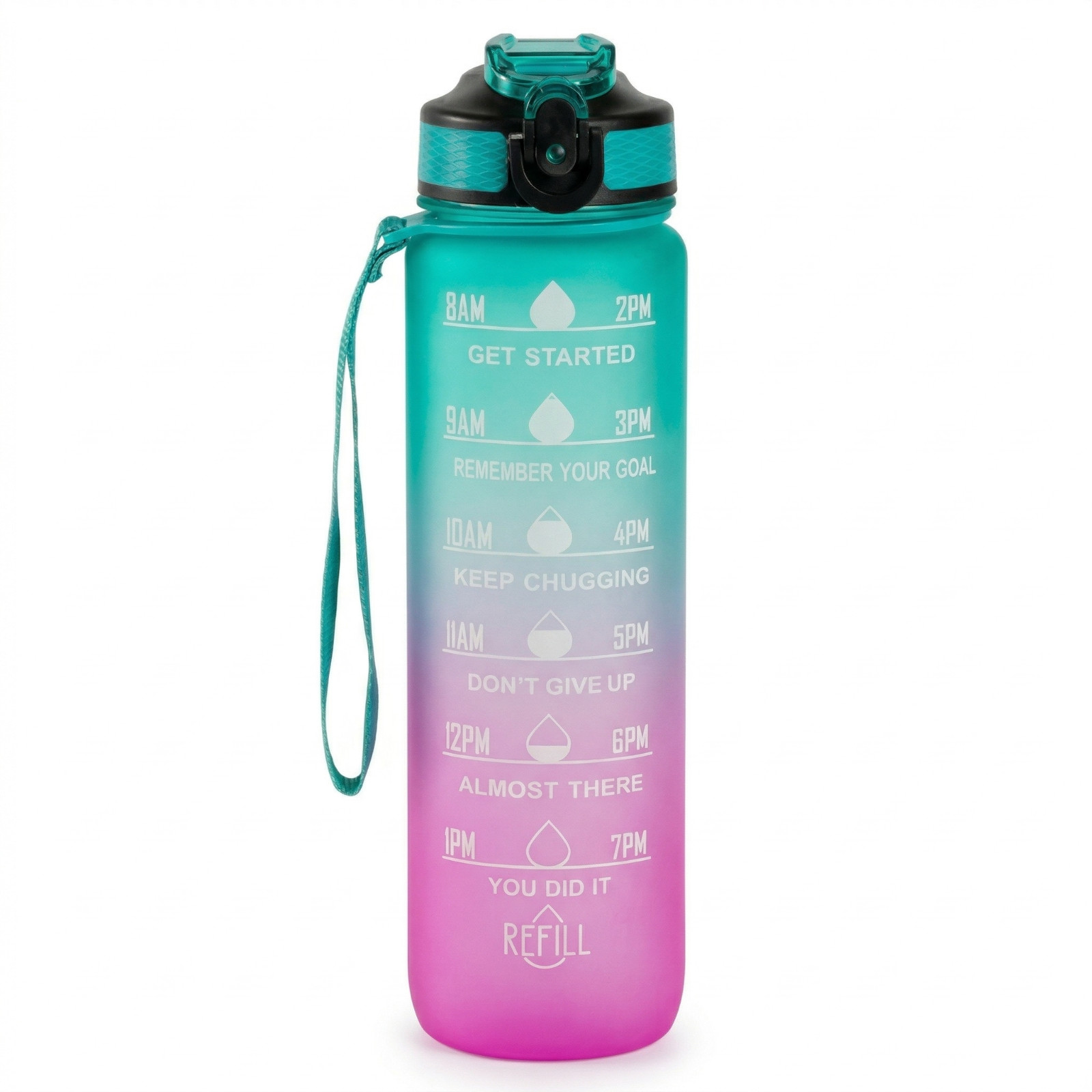 1L Motivational Water Bottle 32oz Time Marker Leakproof Fitness Gym Bottle