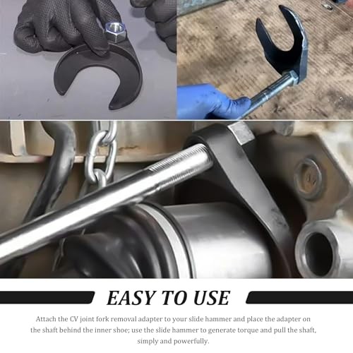 Inner CV Axle Removal Tool with Nut, CV Joint Fork Removing Tool Fits 5/8" 63mm