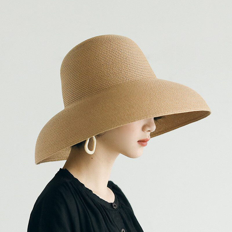 Summer Straw Hat Classical Hepburn Handmade Women Wide Brim Beach Sun Hats