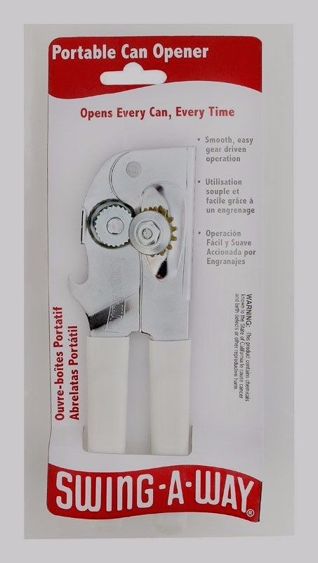 Swing-A-Way Portable Manual Can Bottle Opener Steel White