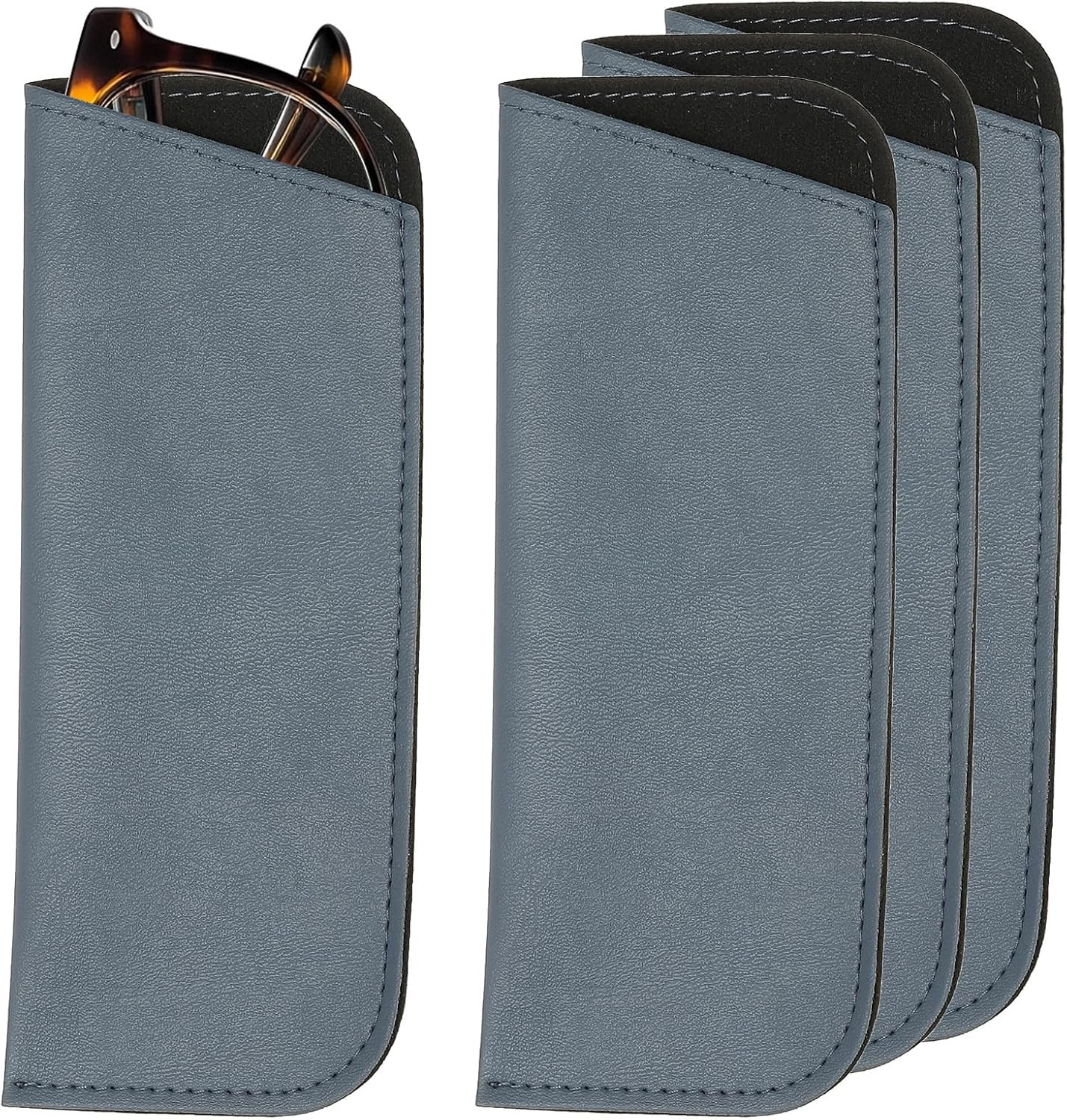 Soft Eyeglass Cases, Leather Sunglass Case Portable Glasses Pouch for Women Men