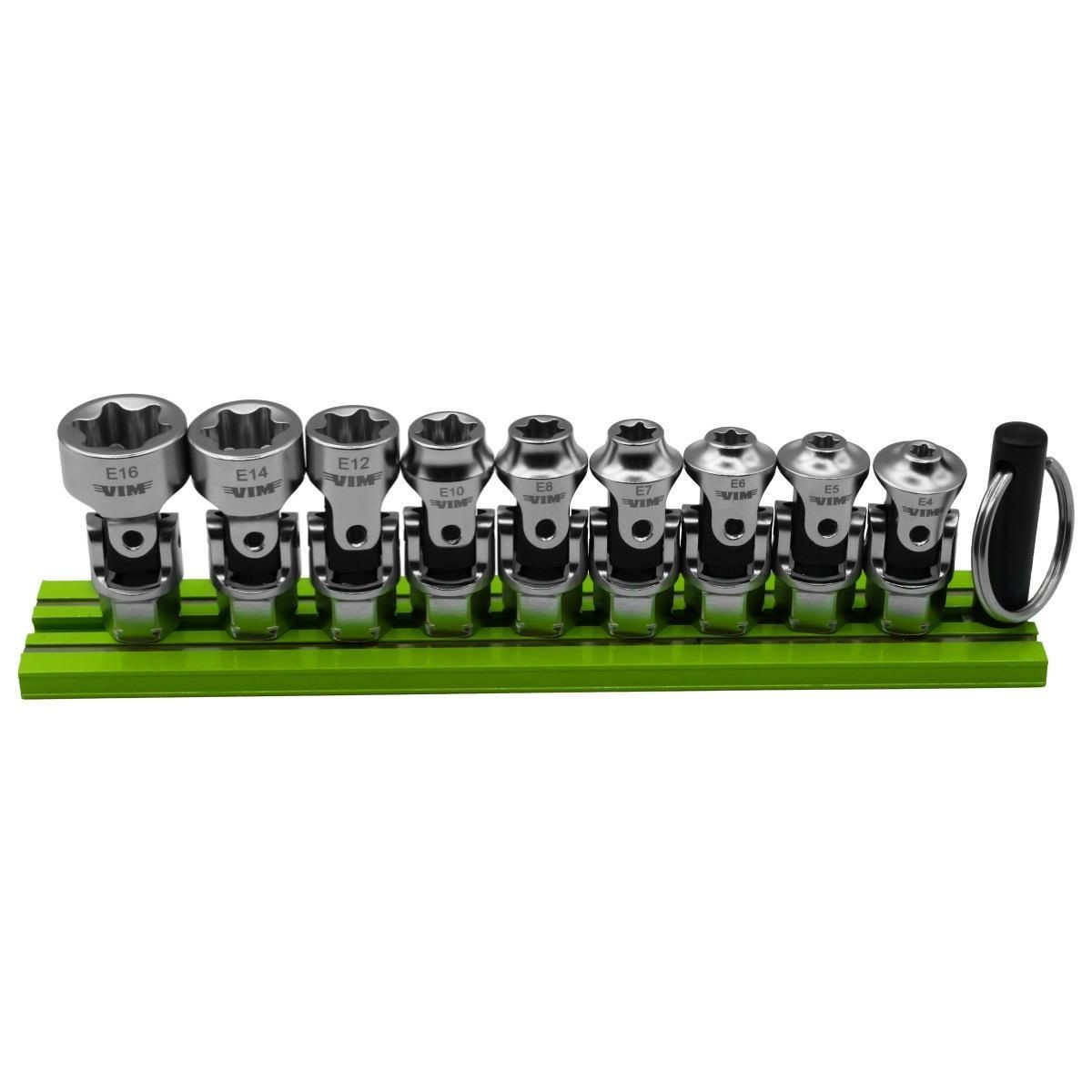 VIM Tools DDSUJET400 9 Piece E-Torx Dual Drive Nano Universal Socket Set