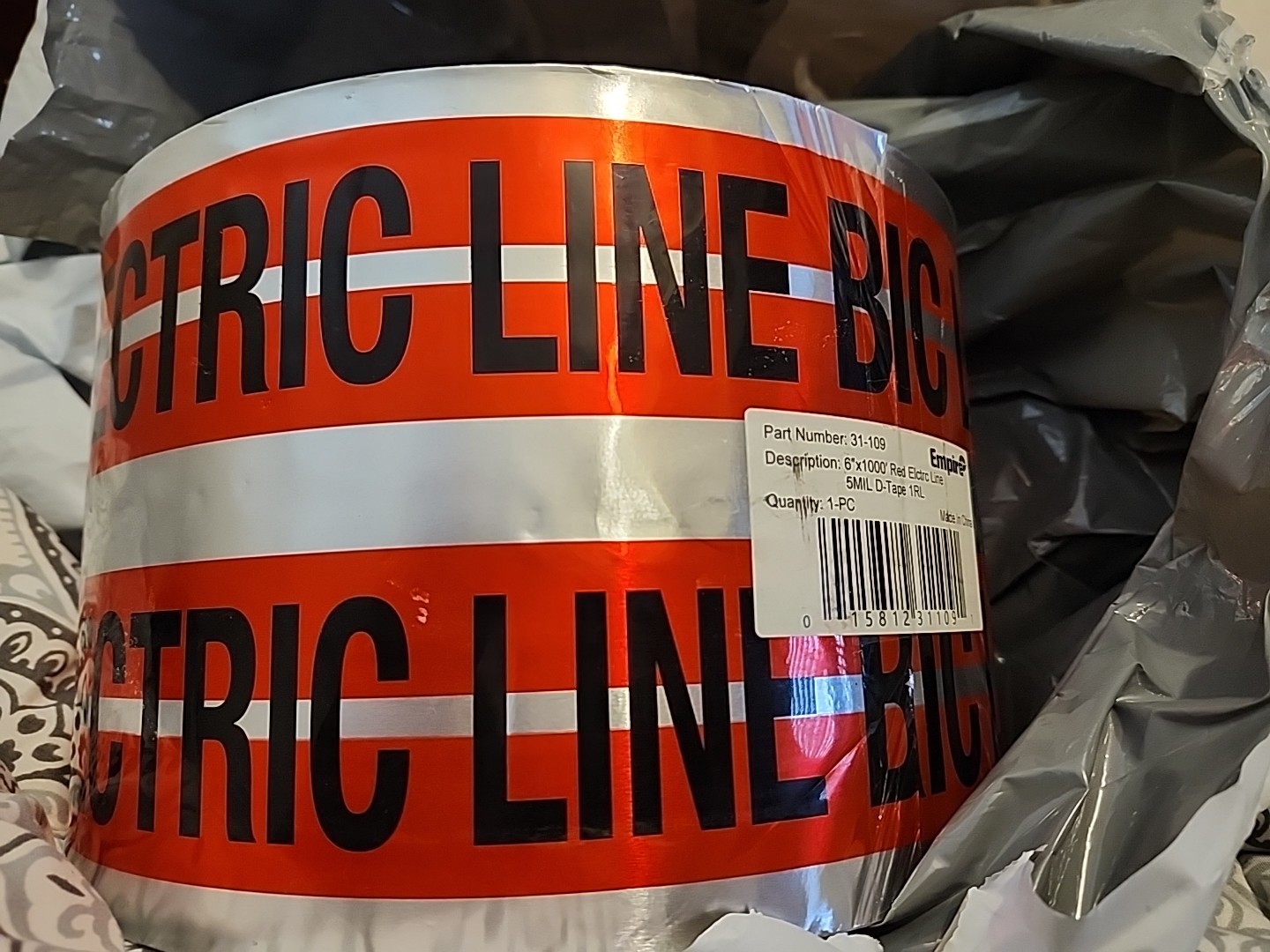 Empire 31-109 Detectable 6"x1000' "CAUTION ELECTRIC LINE BELOW" Warning Tape ⚡️⚡