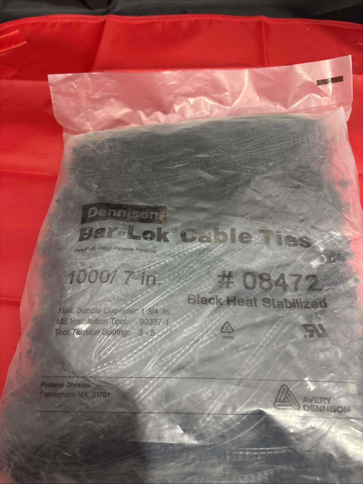 Avery Dennison Barlock Ladder Cable Tie 7 Inch Black Heat Stabilized 1000 Pieces
