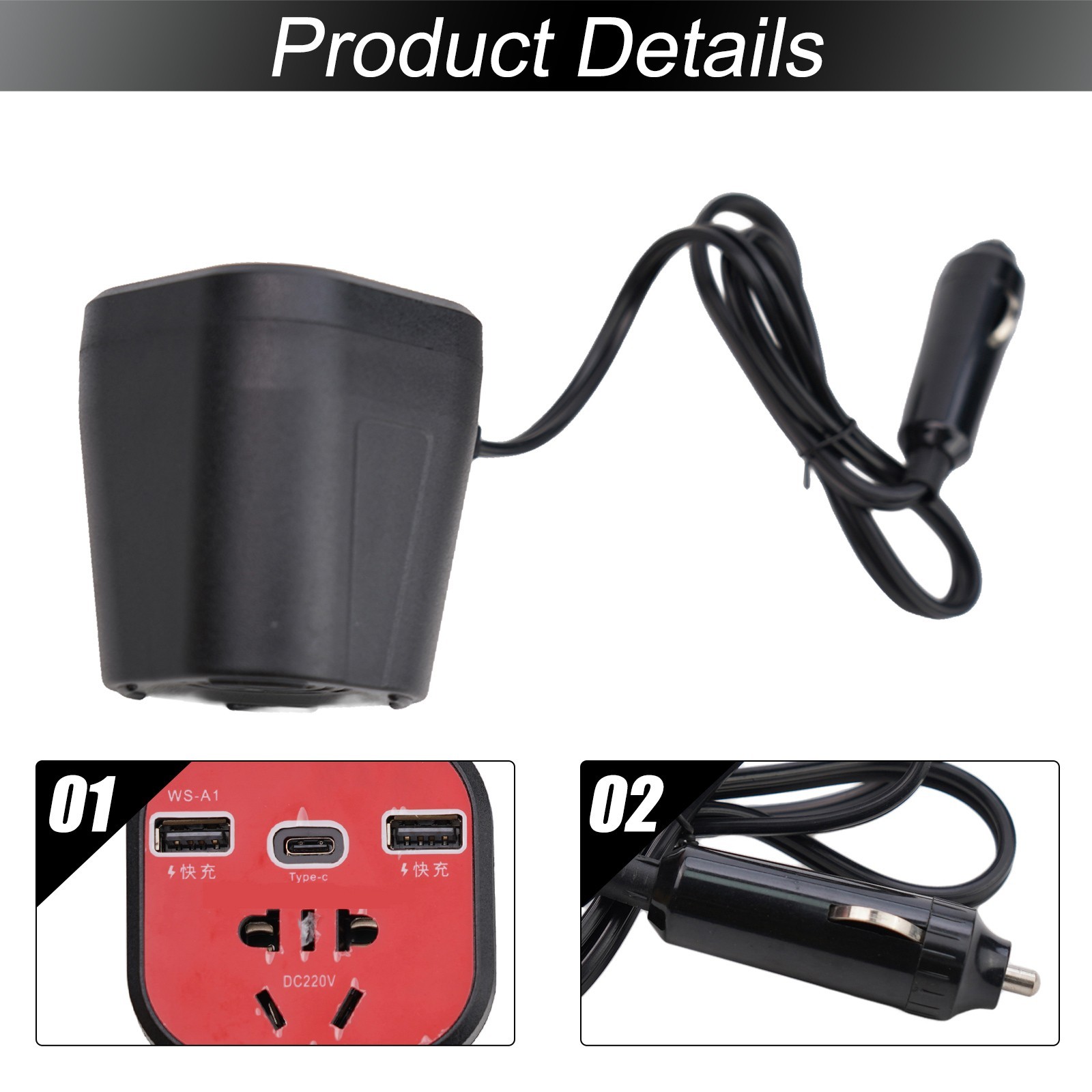 150W 12V 24V To 220V Car Power Inverter Led Display 3 USB Ports + Transformer