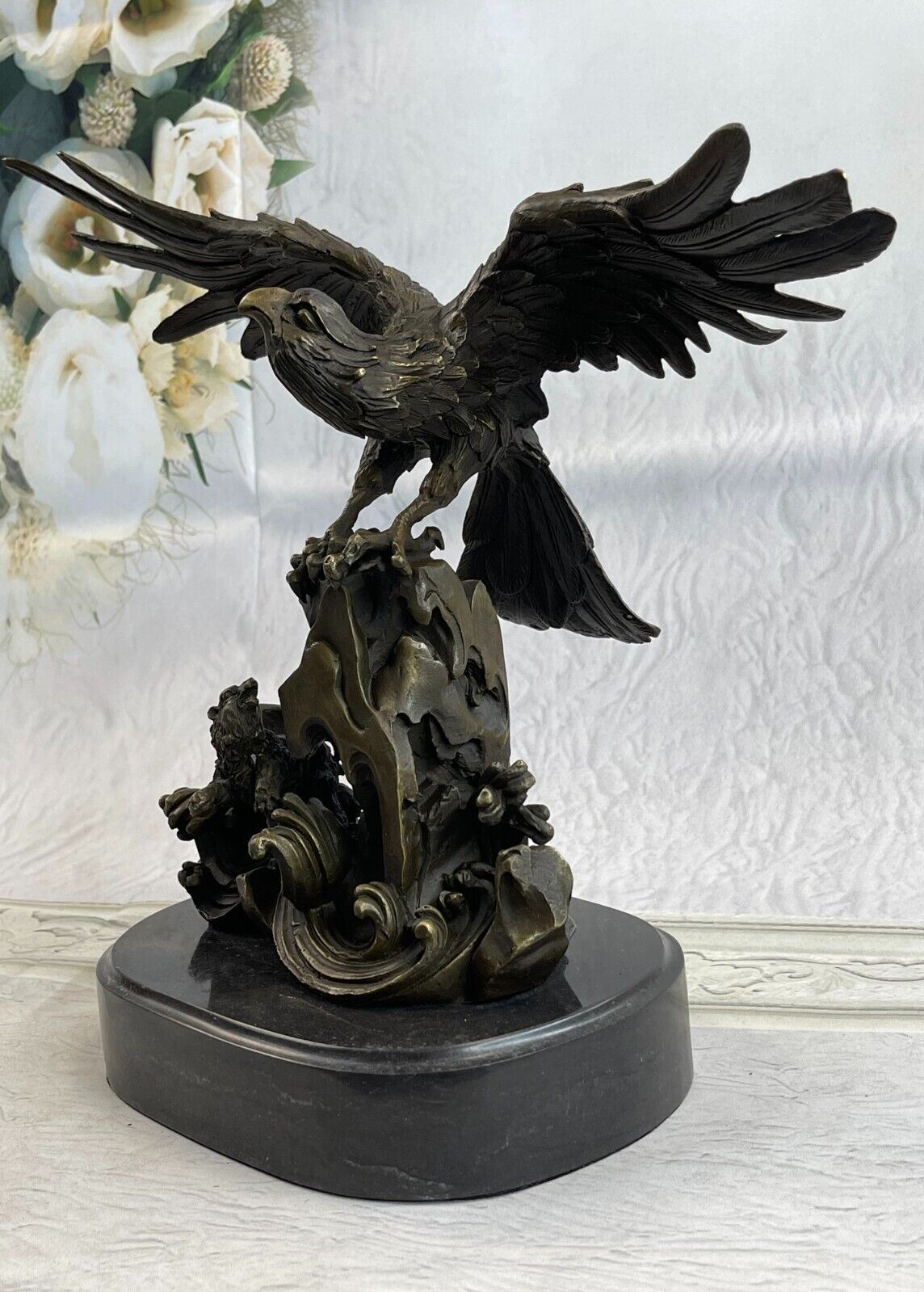 EAGLE OCEAN BIRD OF PREY BRONZE SCULPTURE FIGURINE FIGURE ART DECOR DEAL