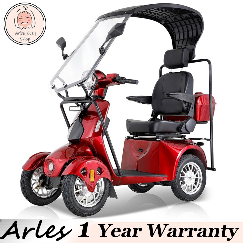 800W Heavy Duty 4 Wheels Mobility Scooter w/ Roof for Seniors 500lbs Capacity