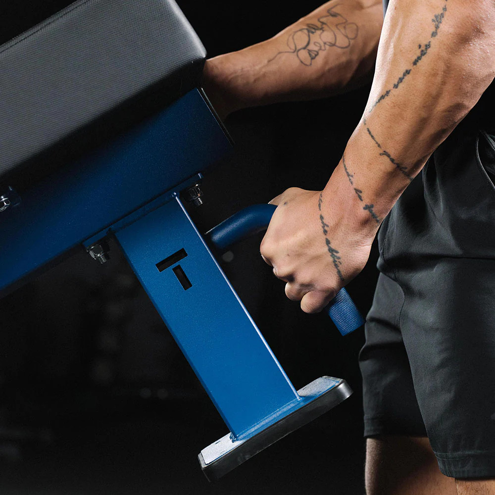 Titan Fitness TITAN Series Single Post Flat Bench, Rated 1,200 LB, Navy Finish