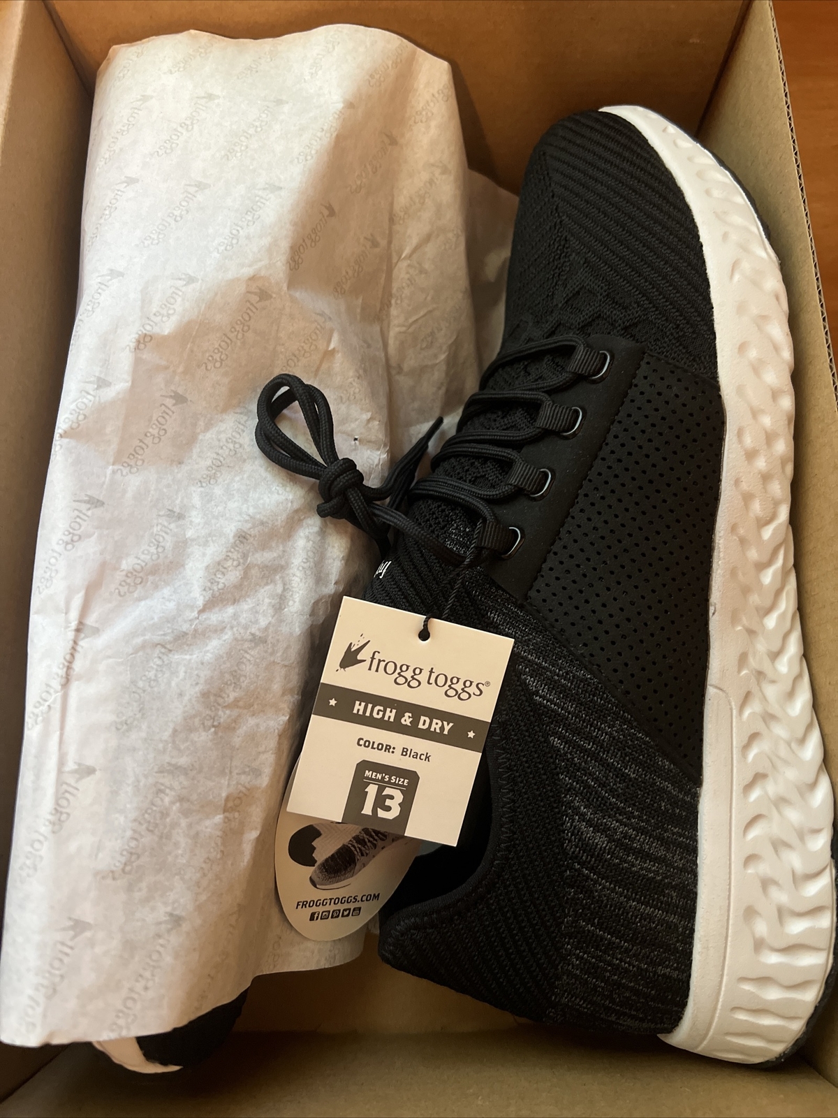 Frogg Toggs Footwear High & Dry Sneaker 4HD111-000 Black Men's Size 13 LR