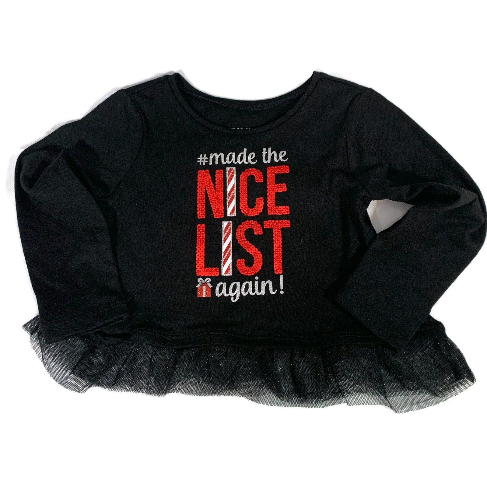 The Children's Place Baby Girls Christmas Holiday Top Black Size 12 - 18 Months