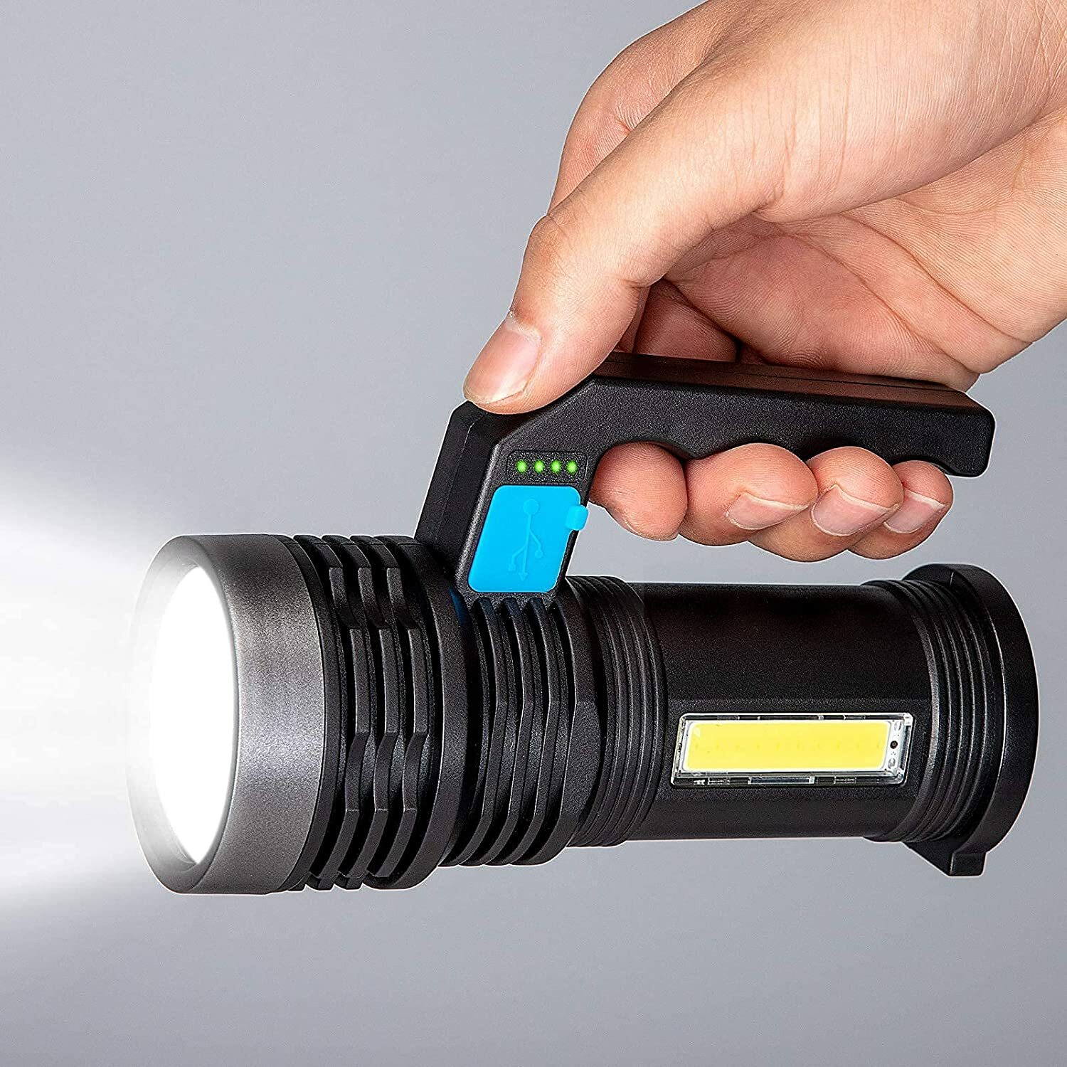 High Powered Ultra Bright LED Torch Rechargeable Security Flashlight Side Light