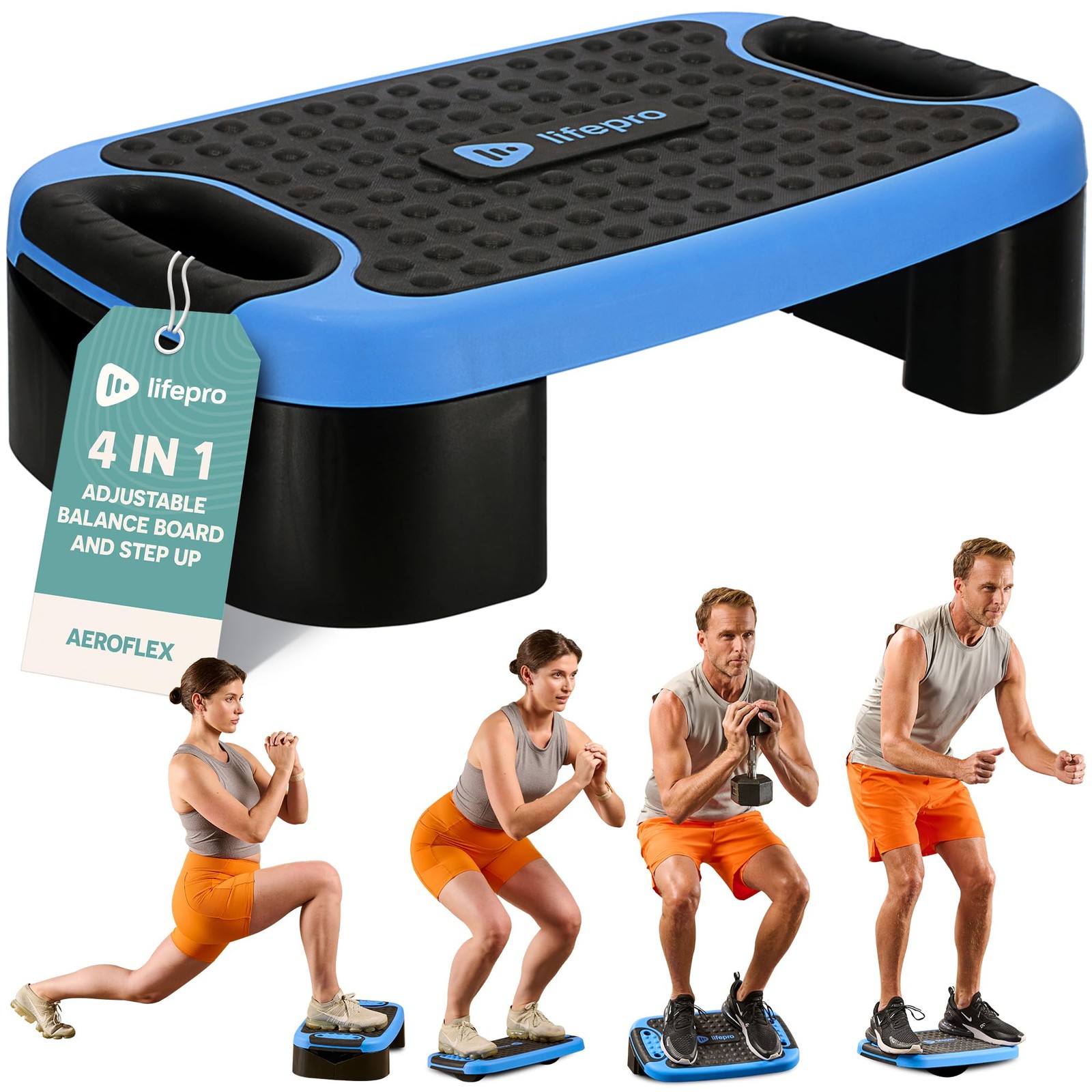 4-in-1 Aerobic Balance Board and Step Up Exercise Platform - Aeroflex Adjusta...