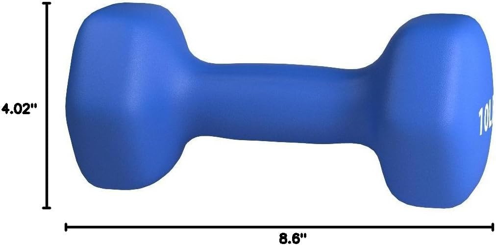 10 Lb Neoprene Dumbbell Hand Weights for Exercise and Muscle Toning