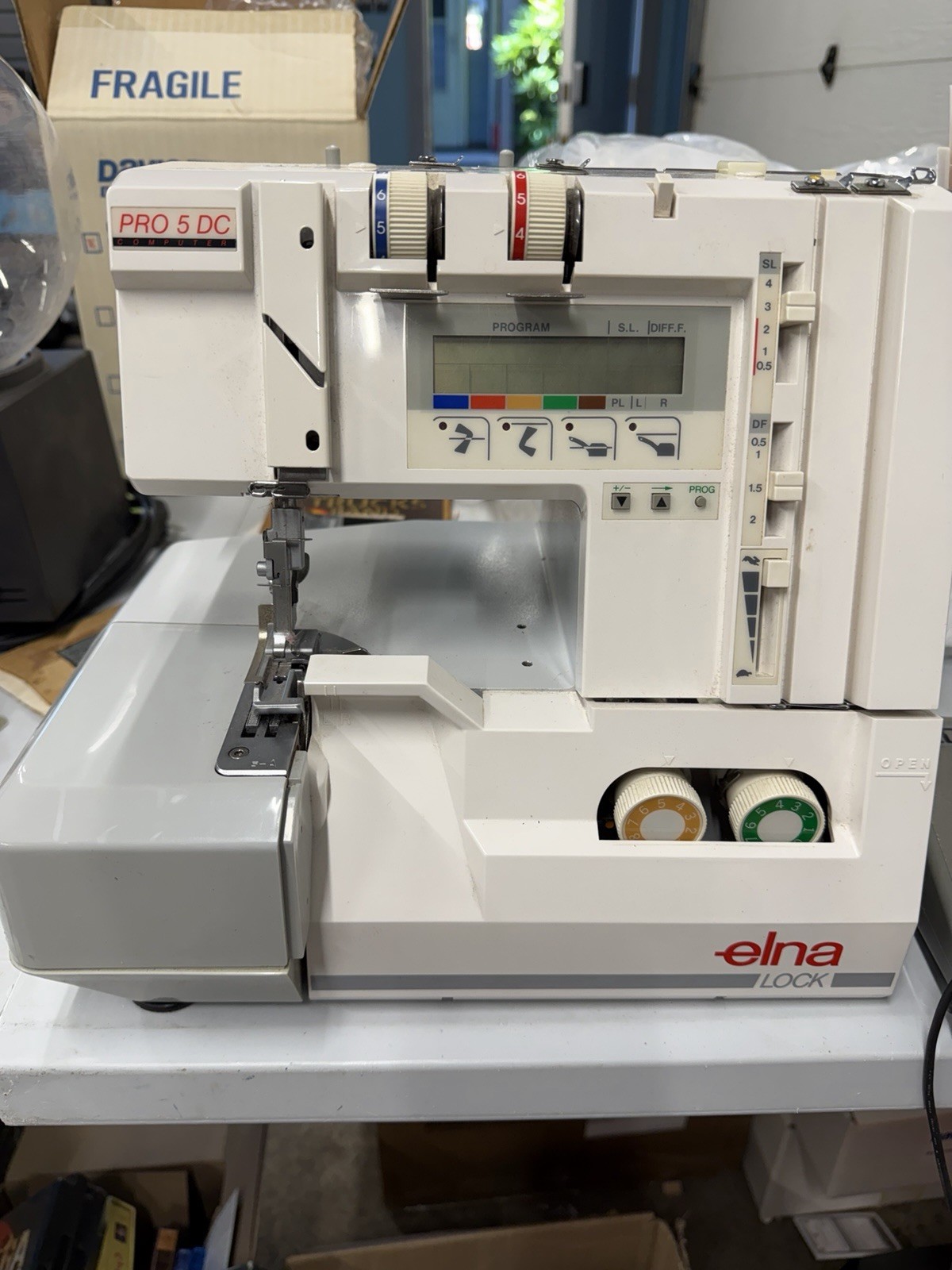 Elna Lock Pro 5 DC Serger Sewing Machine For Parts Or Repair