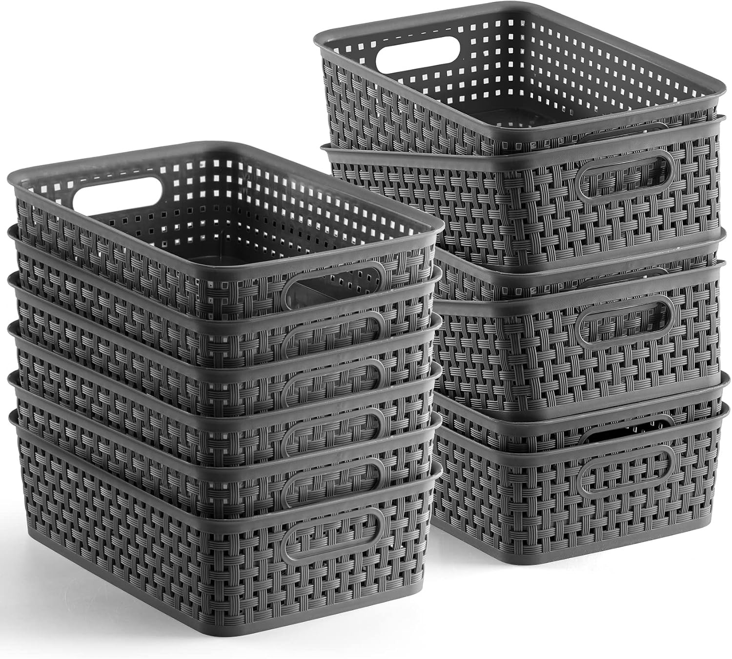 [ 12 Pack ] Plastic Storage Baskets - Small Pantry Organization and Storage Bins