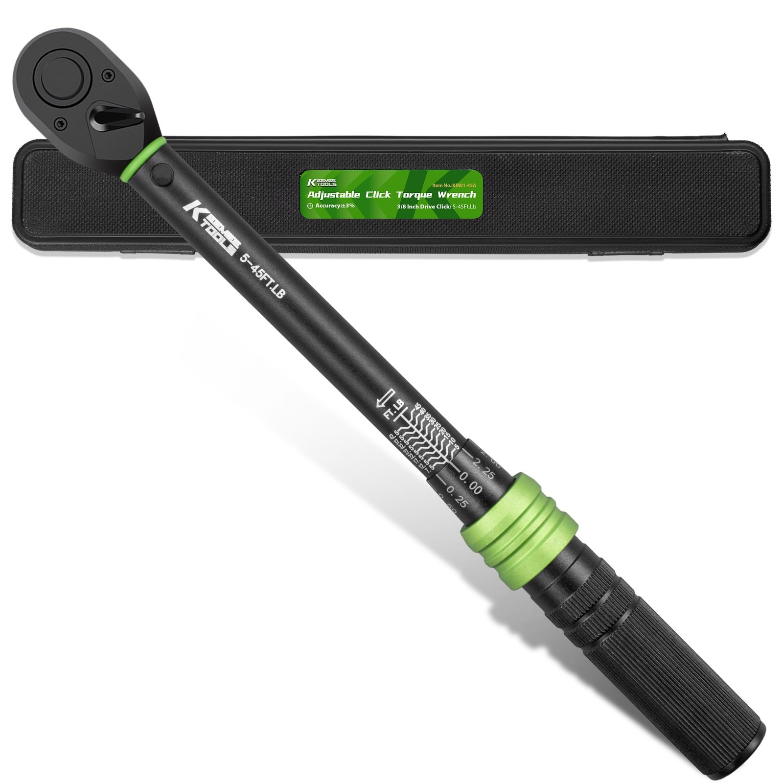 New Best 3/8-Inch Drive Click Torque Wrench - 5-45 Ft-Lb/6.8-61Nm, Adjustable