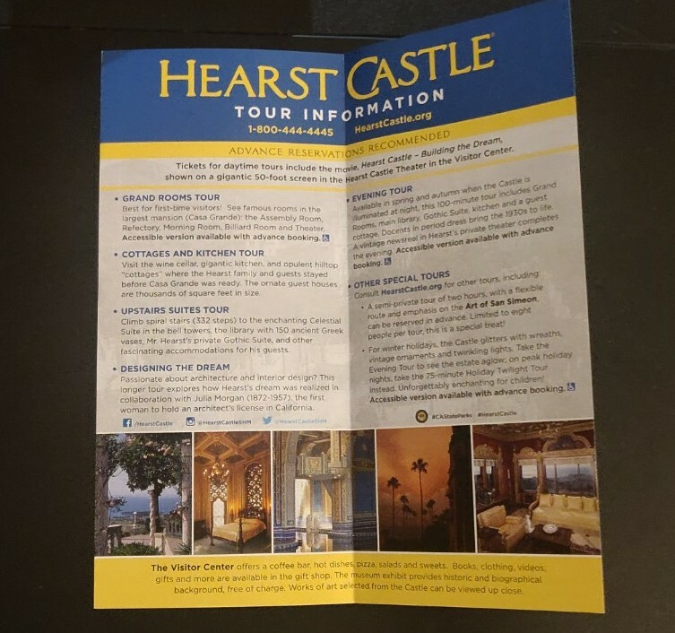 HEARST CASTLE VISITORS GUIDE, Informational Pamphlet
