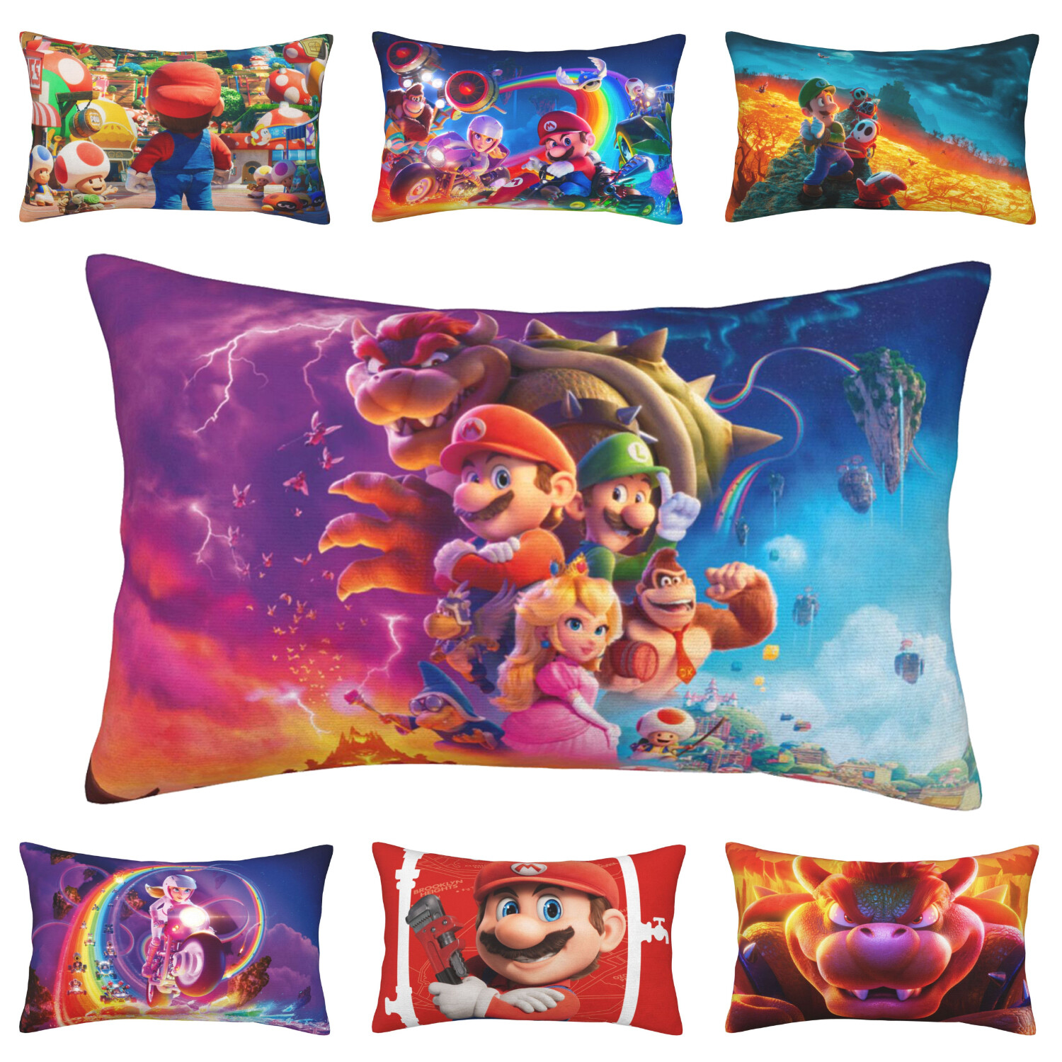 Super Mario Bros Pillowcase for Hair and Skin Pillow Case Cover Zipper 3 Sizes