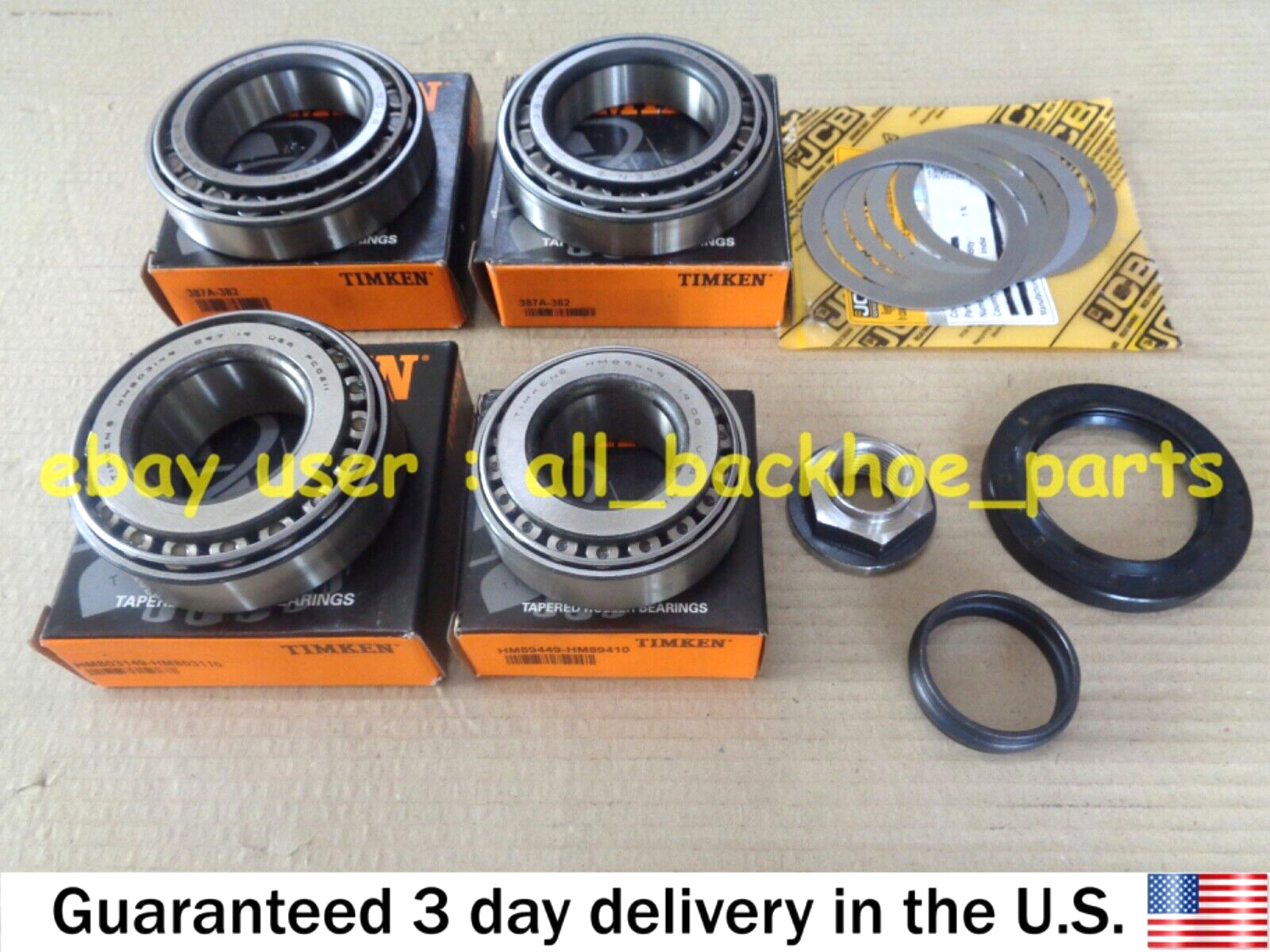 JCB BACKHOE CROWN PINION OVERHAUL KIT W. M30 NUT (907/08300 907/50100 907/09000)