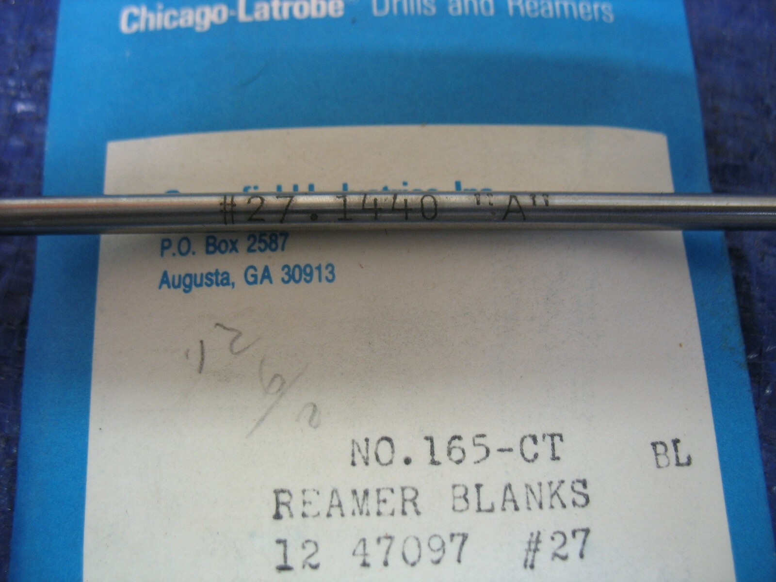 12 Greenfield USA - #27 .1440 Diam x 3" OAL, Reamer Drill Blanks HSS Type 165-CT