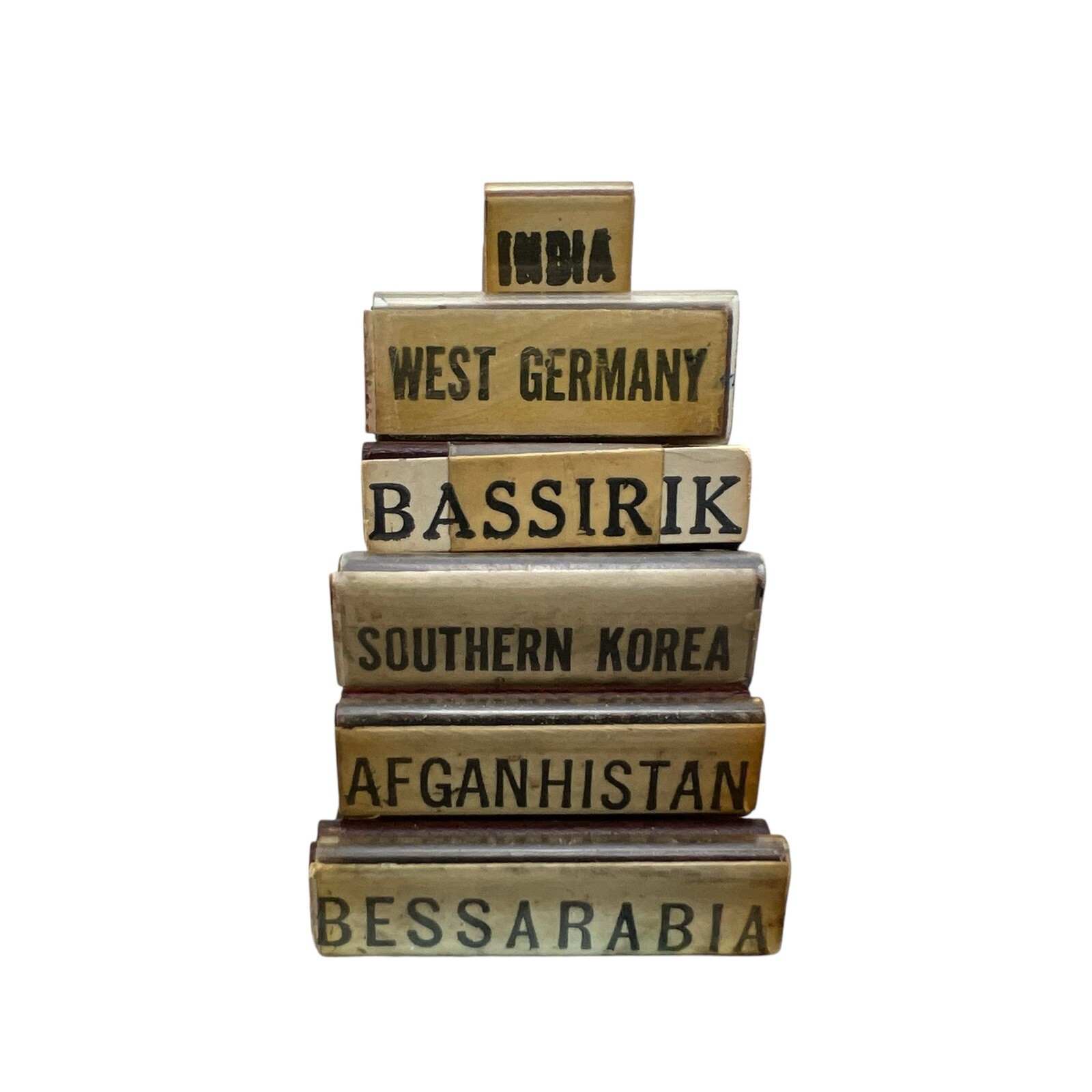Vintage  Rubber Stamps West Germany Afghanistan India Wood Handle Korea Lot