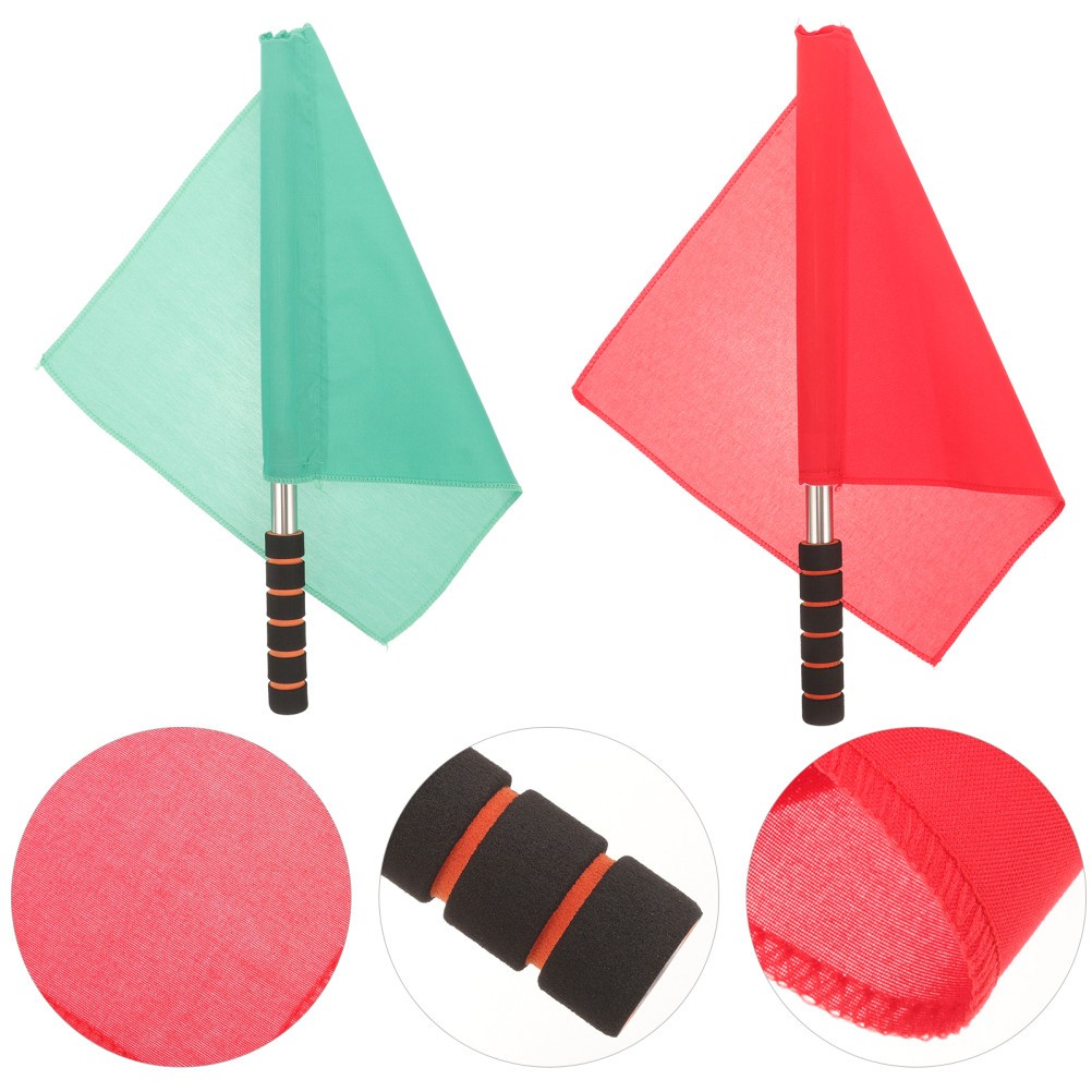 2Pcs Durable Soccer Referee Flags Lightweight Outdoor Polyester Hand Flags