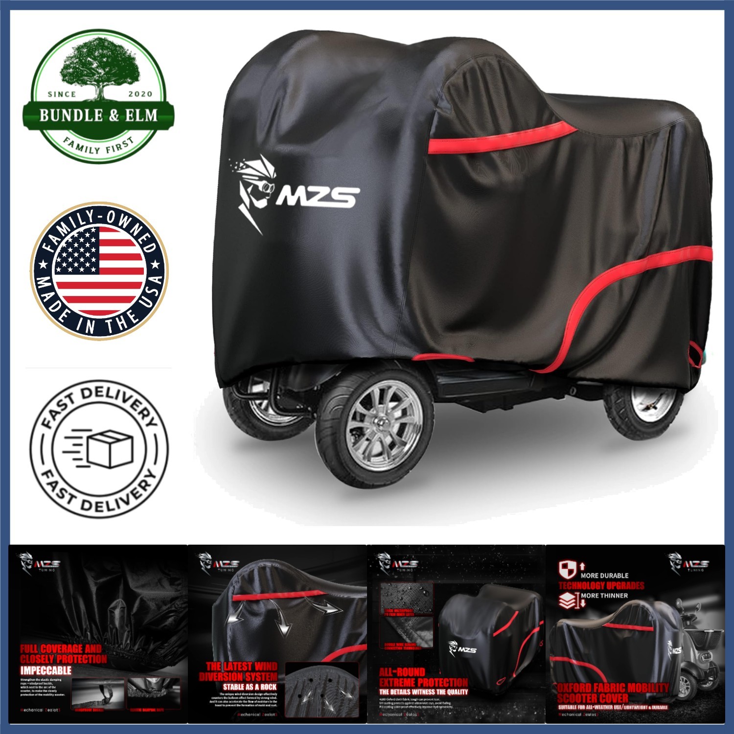 All-Weather Protection Cover for 3 or 4 Wheel Mobility Scooters Under 48 Inches