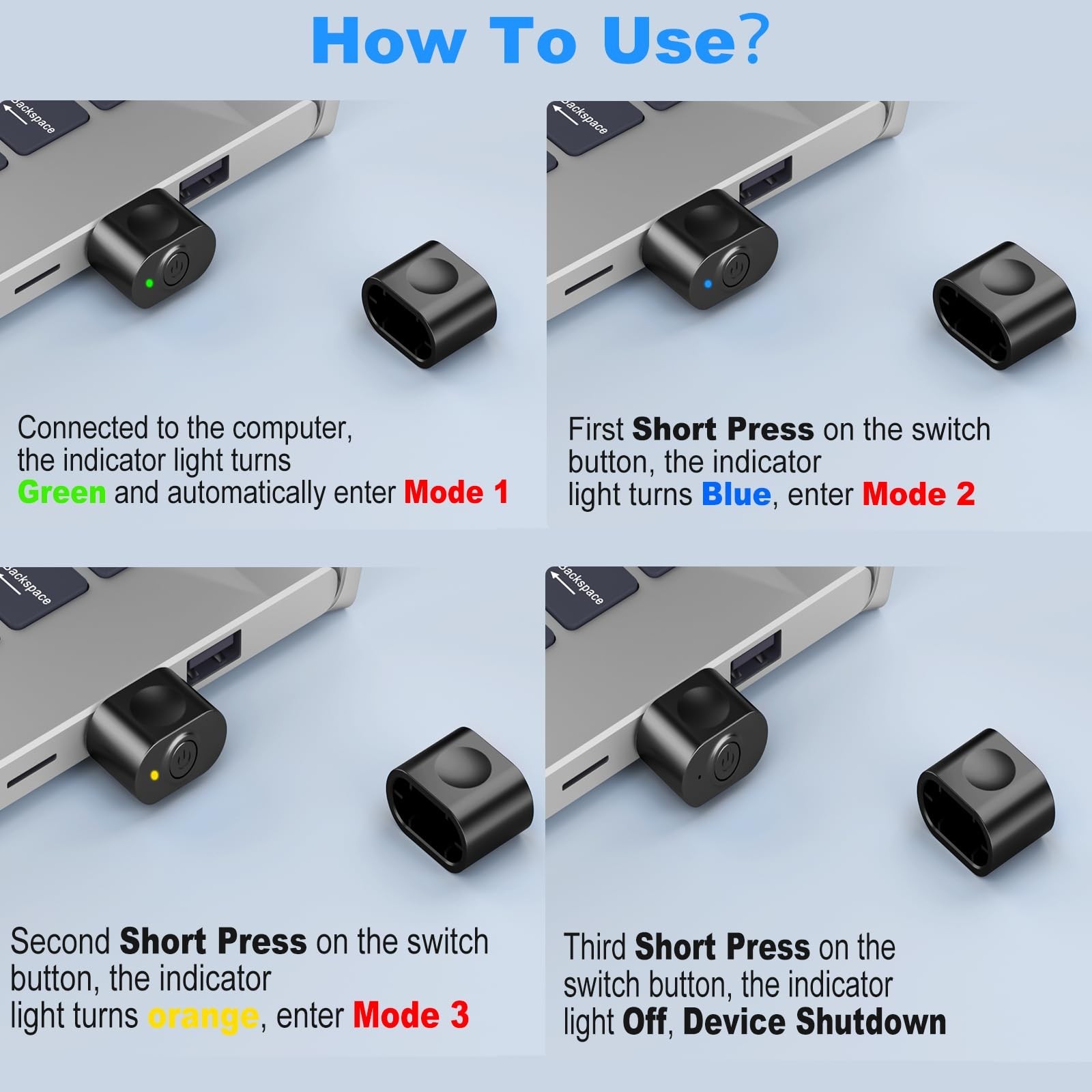 aMZCaSE Undetectable USB Mouse Jiggler | 3 Jiggle Modes, Switch Button, Plug ...