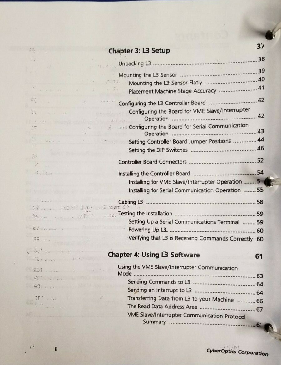 Panasonic Panasert Cyber Optics Laser Lead Locator Users Guide Binder